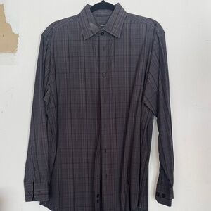 Alfani Charcoal Plaid Casual Shirt